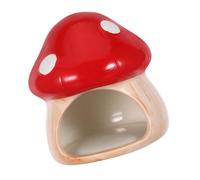 DIYEAH Ceramic Aquarium Mushroom House Betta Fish Tank Decor with Multiple Hiding Spots for Shrimp Goldfish Breeding Cave Safe Habitat and Natural Scenic Ornament in Red