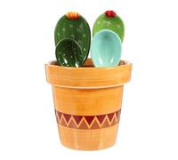 DIYEAH Ceramic Cactus Measuring Spoons 1 Set with Holder for Milk Powder and Seasoning, Space Saving Kitchen Baking Tool