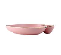 DIYEAH Ceramic Dumpling Plate Heart Shape Pink Waterproof Lightweight Easy to Clean for Household Serving and Dessert