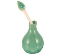 DIYEAH Ceramic Essential Oil Pot and Holder Set with Crackle Green Glaze, Spa Aromatherapy Diffuser Jar for DIY Blending and Travel Supply, Decorative Ceramic Jar for Home and Beauty Use