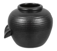 DIYEAH Ceramic Fish Tank Waterfall Fountain Pot with Circulating System, Small Black Outdoor Garden Pond Water Feature, Tabletop Indoor Decorative Water Fountain for Patio