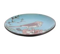 DIYEAH Ceramic Round Serving Plate for Salad, Steak and Dessert | Bright Floral Bird Print, Smooth Reusable Finish, for Home Cooks, Hosts, Dessert Shop Display