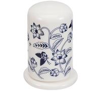 DIYEAH Ceramic Toothpick Tube with Lid Porcelain Toothpick Dispenser and Cotton Swab Jar Blue and White Floral Design for Dining Table and Home Storage