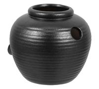 DIYEAH Ceramic Water Fountain Jar with Waterfall for Garden Pond Outdoor Patio Decor, Small Black Tabletop Desktop Water Feature Pot for Fish Tank Landscape