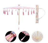 DIYEAH Chinese Silk Tassel Umbrella 82Cm Pink Sakura Bag - Traditional Chinese Dance Photo Prop, Classic Artistic Posing Parasol for Studio and Performance