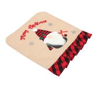 DIYEAH Christmas Gnome Pattern Chair Cover Linen Back Seat Protector Red Black Plaid Xmas Party Chair Wrap Festival