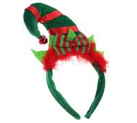 DIYEAH Christmas Plume Headband with Bright Fabric and Jingle Bell, Lightweight and Comfortable to Wear Hair Accessory for Festive Christmas Photo Booth Props