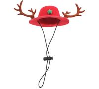 DIYEAH Christmas Reindeer Antler Pet Hat Red Decorative Cat and Dog Cap Christmas Costume Party Headwear for Puppies and Small Pets