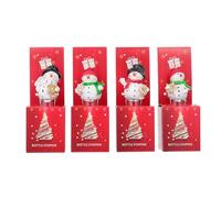 DIYEAH Christmas Wine Bottle Stoppers Set, 4 Decorative Aluminum Alloy Sealing Plugs, Individual Colorful Boxes, Wine Bottle Sealing Stoppers for Holiday Party Supplies