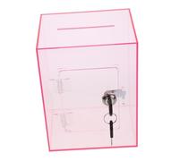 DIYEAH Clear Acrylic Donation Box with Lock Public Voting and Suggestion Ballot Box Lightweight Ticket and Letter Collection Container for Office Factory and Retail Use Pink
