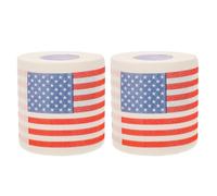 DIYEAH Creative American Flag Printed Toilet Roll Paper, 2 Rolls 3-ply 150 Sheets Each 10x10cm, Decorative Tissue Paper for Bathroom and Toilet Supplies