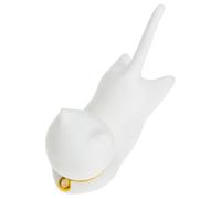 DIYEAH Creative Ceramic Cat Incense Stick Holder for Home Decor Smooth Polished White Burner Stand for Air Purification Meditation Stress Relief Gift for Cat Lovers and Zen Enthusiasts