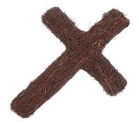 DIYEAH Cross Wall Hanging Crucifix Wreath Craft Rustic Brown Rattan Iron Sturdy Structure DIY Wreath Decoration for Parties and New Year