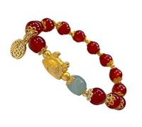 DIYEAH Crystal Bead Bracelet for Women Wear-resistant Beaded Wrist Jewelry with Red Crystal Dragon Design Gift for Chinese Zodiac Year Dragon