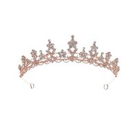 DIYEAH Crystal Rhinestone Wedding Hairband Lightweight Vintage Zinc Alloy Headband for Bride with Bright Crystal Design Rose Gold for Pageant and Thanksgiving