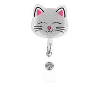 DIYEAH Cute Cat Badge Reel Retractable Id Holder with Alligator Clip for Nurses Doctors Staff Nursing Badge Easy-to-Pull Buckle