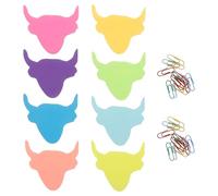 DIYEAH Cute Cow Shaped Self-stick Memo Pads and Mini Paper Clips Set, 8 Cartoon Cow Notepads with 24 Adhesive Clips for Office, School, and Home Organization