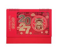DIYEAH Desk Calendar Desktop Planner 2027 Year the Goat Plastic Material with Lunar Organization and High-clarity Printing, Minimalist Asian Decor for Office and Restaurant Use