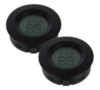 DIYEAH Digital Temperature and Humidity Meter round Acrylic Embedded Electronic Hygrometer 2pcs with Lcd Display, Reptile Humidity Gauge for Indoor Use Suitable for Home, Bedroom,