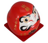 DIYEAH Doll Ceramic Figurine Japanese Luck Cat Ornament Handcrafted Fortune Statue for Home Office Car Dashboard Decor Red Traditional Prosperity Charm