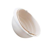 DIYEAH Double-Layer Plastic Drain Basket Kitchen Storage Rack Rotating Washing Basket for Fruits Vegetables Apricot Multi-Purpose Sink Accessory