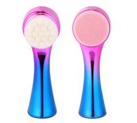 DIYEAH Double-sided Manual Facial Brush Silicone Material for Pore Cleansing and Blackhead Removal, Long Handle Design Suitable for Home and Travel Use
