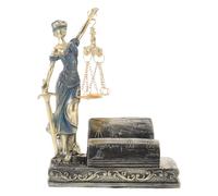 DIYEAH Elegant Hand Painted Resin Justice Statue with Scales and Sword, Blind Lady of Justice Shape, Business Card Holder and Bookshelf Ornament, Attorney Office Decoration or Law Student