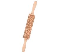 DIYEAH Embossed Floral Pattern Wooden Rolling Pin Made of Beechwood for Baking Dough, Pastry, Fondant, Cookies and Pizza, Designed for Easy Rolling