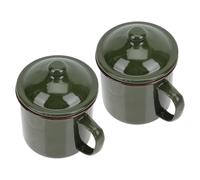 DIYEAH Enamel Drinking Cups with Comfortable Grip with Lid 2pcs Smooth Surface Enamel Cup Mugs for Beer Festival Party for Outdoor Use