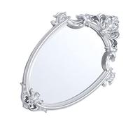 DIYEAH European Style Wall-mounted Silver Mirror Embossed Royal Court Design Decorative Vanity Mirror for Bathroom Bedroom Living Hallway Home Decor