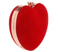 DIYEAH Evening Bag Portable and Easy to Open and Close with Chain Red Heart Shape Elegant Satin Clutch Stylish Large Capacity Banquet Handbag for Women for Dinner and Party