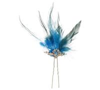 DIYEAH Exotic Style Headpiece Blue Plumage Alloy Hair Sticks Chopsticks with Long Flowing Tassels Resists Fading Comfortable Wear for Weddings Cultural Events