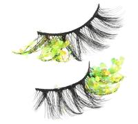 DIYEAH False Eyelashes Faux Lashes Luminous Lightweight Fiber Yellow 2pcs Convenient to Use Natural Decorative Eye Makeup for Occasion