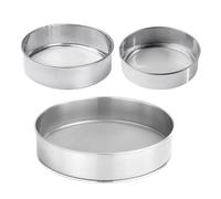 DIYEAH Flour Sifters Powder Sieve Set Stainless Steel 3pcs with Fine Mesh for Quick Sifting and Easy to Clean, Silver for Pastry Work and Baking the Kitchen