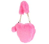 DIYEAH Fluffy Tote Bag Heart-shaped Plush Bag for Women with Artificial Wool Material, Cute Furry Handbag for Dating and Party, Stylish and Adorable Pink Small Item Storage