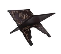 DIYEAH Foldable Wooden Quran Book Stand with Engraved Adjustable Slots for Ergonomic Reading Stable Open Book Display Holder for Muslim Decor Shelf Bible Cookbook Magazine Black Eid-fitr