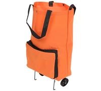 DIYEAH Folding Shopping Cart Trolley Bag with Wheels, Reusable Large Grocery Bag, Portable Collapsible Shopping Trolley for Home and Elderly Use, Orange Square Design