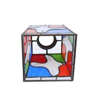 DIYEAH French Style Dove Stained Glass Lampshade Replacement, Small 42Mm Square Glass Pendant Light Cover for Bathroom Light Fixtures, Decorative Hanging Ceiling and Table Lamp Shade