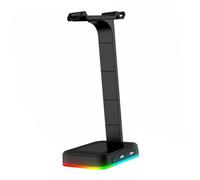 DIYEAH Gaming Headset Display Stand Dual Usb Ports Black Matte Finish Adjustable Led Lighting for Desktop Headphone Organization