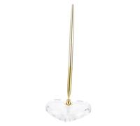 DIYEAH Gold Ballpoint Signing Pen with Clear Acrylic Heart Base Holder for Wedding Guest Book Reception Bridal Shower Engagement Anniversary Party Chic Romantic Desk Accessory