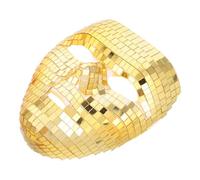 DIYEAH Golden Disco Ball Full Face Mask for Halloween Stage Performances | Glass and foam mirror glitter finish, adds sparkle and charm, party essential, holiday decoration use
