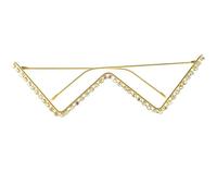 DIYEAH Golden Rhinestone Eyeglasses Frame Fashionable Photo Prop for Women with Unique Design for Festivals and Street Photos, Queen Bachelorette Party Accessory