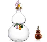 DIYEAH Gourd-Shaped Glass Wine Bottle with Sealing Lid, Round Glass Drinking Container for Making Wine and Housewarming Gift, Featuring Smooth Edges and Safe Stable Hold Random Color
