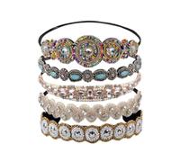 DIYEAH Hair Decor Handmade with Glass String and Cloth Material Shining 5pcs Rhinestone Bead Headbands for Women for Daily Life and Party Accessories
