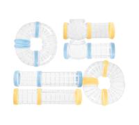 DIYEAH Hamster Tunnel Tubes Set, Diy Plastic Cage Connection Track, 2 Sets Yellow and Blue Tubes, External Rat Cage Tunnel for Small Pets and Hamsters