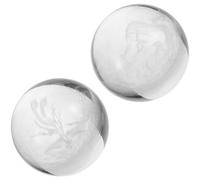 DIYEAH Hand Exercise Balls for Crystal 50mm and 2pcs Dragon Phoenix Engraved Design, Smooth Surface Grip Strength Training Massage Balls Mindfulness Meditation Office Use