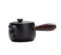 DIYEAH Hand-Painted Black Pottery Kung Fu Teapot Retro Hot Tea Maker Simple Elegant Tabletop Decorative Pot for Chinese Tea Ceremony