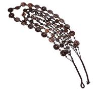 DIYEAH Handmade Long Coffee Wood and Coconut Shell Beaded Necklace for Women, Vintage Boho Style with Versatile Pairing, Beachwear Accessory