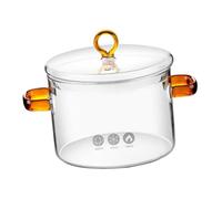 DIYEAH High Borosilicate Glass Cooking Pot with Double Handles Clear Stovetop Stew Pot for Noodles Soup and Braised Dishes Easy-Clean Transparent Cookware for Home Kitchen