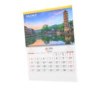 DIYEAH Horse Year Hanging Calendar Chinese Traditional Monthly Calendar with Scenic Design Thickened Tear Off Pages for Management and Cultural Symbolism